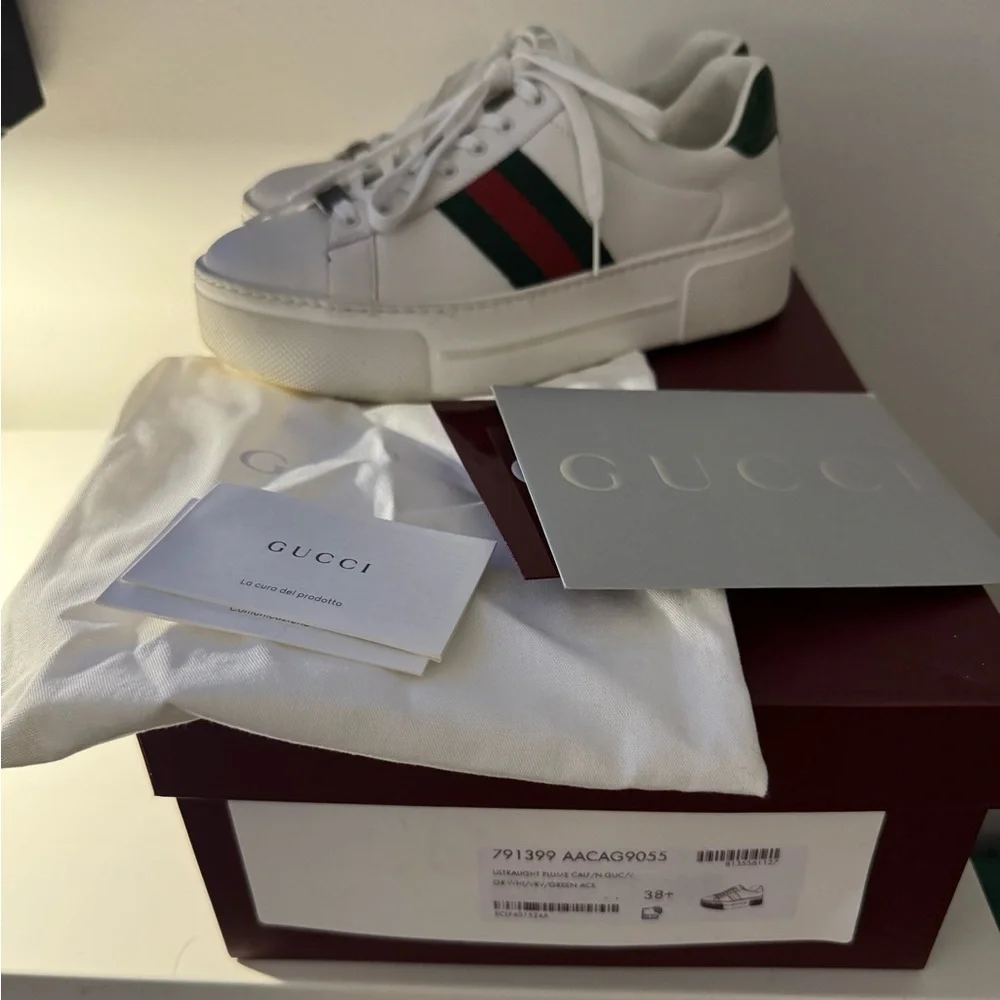 GUCCI Ace Women Platform Sneaker with Web - AUTHENTIC - Picture 13 of 14